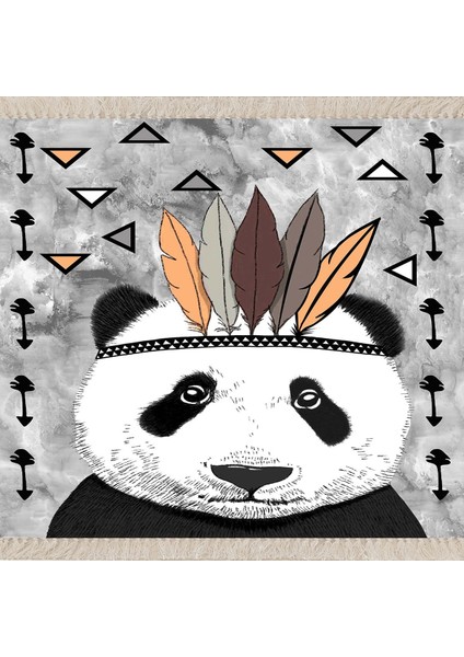 Panda Desenli Dijital Baskılı Kaymaz Taban Çocuk Odası Halısı