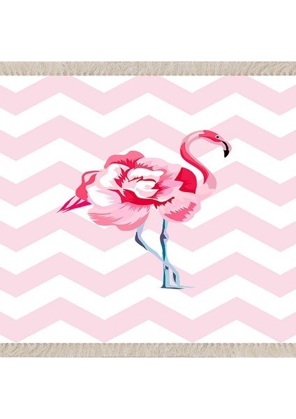 Flamingo Çiçek Desenli Dijital Baskı Yıkanabilir Kaymaz Taban Modern Salon Halı ve Yolluk