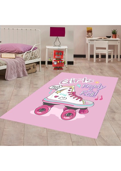 Paten Desen Renkli Dijital Baskı Yıkanabilir Kaymaz Taban Bebek ve Çocuk Odası Halısı