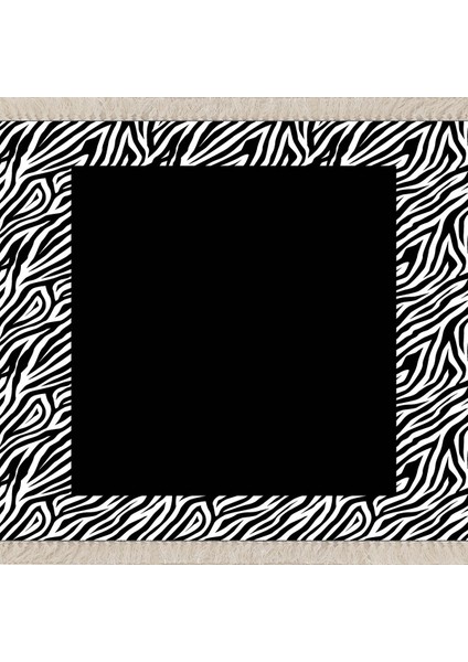 Zebra Desen Çerçeveli Dijital Baskı Yıkanabilir Kaymaz Taban Düz Salon Halı ve Yolluk