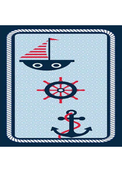 Gemici Desenli Dümen Çapa Dijital Baskı Yıkanabilir Kaymaz Taban Yıkanır Çocuk Odası Denizci Halısı fiyatları