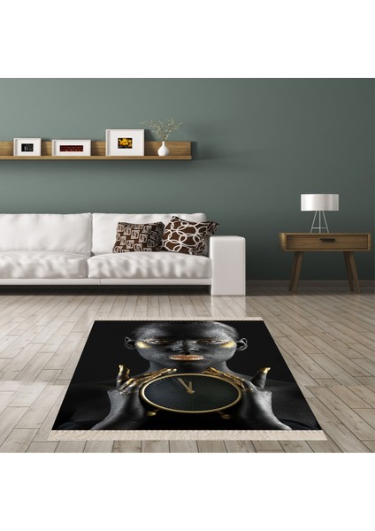 Afrika Desenli Afrikalı Kadın Halı Dijital Baskı Yıkanabilir Modern Salon Halı ve Yolluk