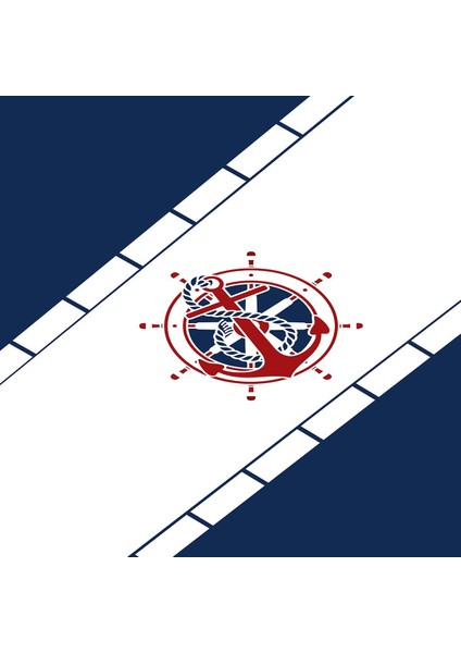Çapa Gemici Denizci Desenli Etnik Dijital Baskı Yıkanabilir Kaymaz Taban Çocuk Odası Halısı