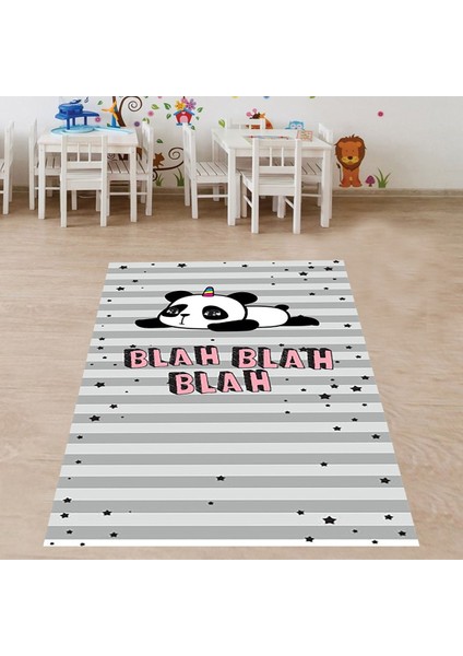 Panda Desenli Dijital Baskı Yıkanabilir Kaymaz Taban Leke Tutmaz Çocuk ve Bebek Odası Halısı
