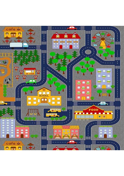 Araba Yollu Trafik Yolu Dijital Baskılı Kaymaz Taban Çocuk Odası Halısı fiyatları