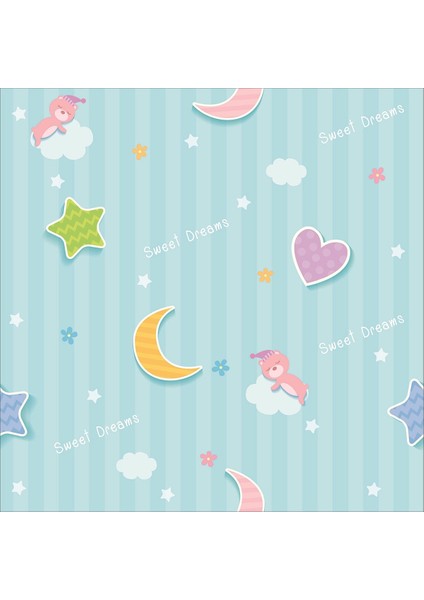 Sweet Dreams Ayıcık Desen Dijital Baskı Yıkanabilir Kaymaz Taban Leke Tutmaz Çocuk Odası Halısı