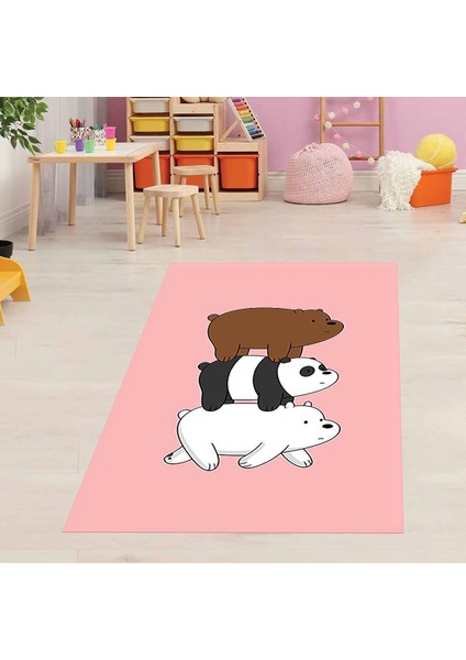 Panda Ayı Animal Desenli Dijital Baskılı Kaymaz Taban Çocuk Odası Halısı