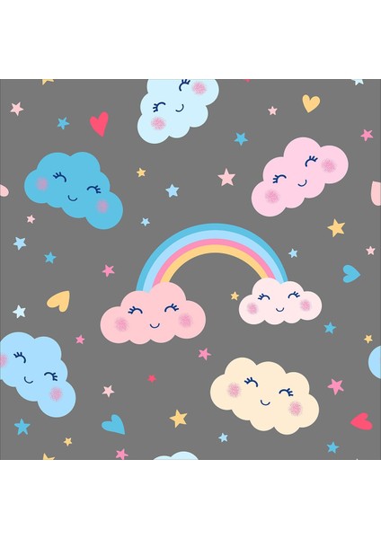 Gökkuşağı Yıldız Bulut Desenli Dijital Baskı Yıkanabilir Kaymaz Taban Leke Tutmaz Çocuk Odası Halısı fiyatları