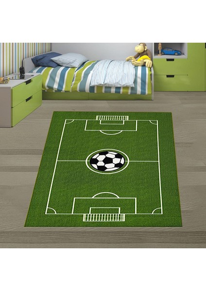 Futbol Sahası Futbol Topu Desen Dijital Baskı Yıkanabilir Kaymaz Taban Çocuk Odası Halısı