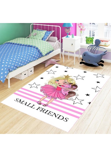 Small Friends Prenses Unicorn Desenli Dijital Baskılı Kaymaz Yıkanabilir Kız Çocuk Odası Halısı