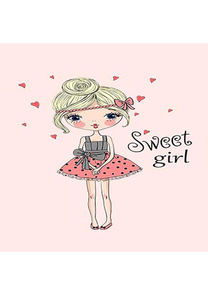 Sweet Girl Kız Desenli Dijital Baskı Yıkanabilir Kaymaz Taban Çocuk Genç Odası Halısı