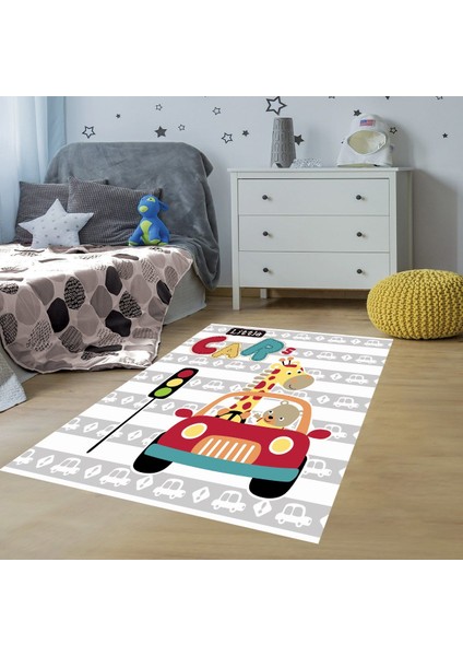 Animal Desenli Dijital Baskı Yıkanabilir Kaymaz Taban Çocuk Odası Halısı