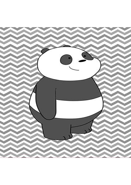 Sevimli Panda Ayı Animal Zigzag Taban Desenli Dijital Baskılı Kaymaz Taban Çocuk Odası Halısı