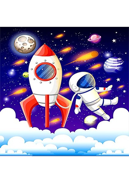 Uzay Desenli Halı Dijital Baskı Yıkanabilir Kaymaz Taban Aastronot Roket Desenli Çocuk Odası Halısı fiyatları