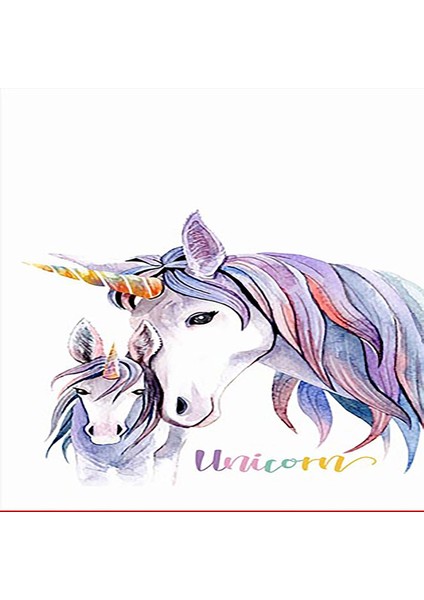 Unicorn At Desenli Halı Dijital Baskı Yıkanabilir Kaymaz Taban Beyaz Çocuk Odası Halısı