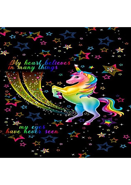 Unicorn Desenli Renkli Yıldızlı Dijital Baskılı Kaymaz Taban Yıkanabilir Çocuk ve Bebek Odası Halısı