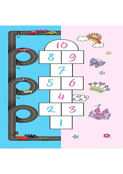 Araba Yollu Trafik Yolu Prenses Seksek Oyun Halısı Baskılı Kaydırmaz Eğitici Çocuk Odası Eğitim Halı fiyatları