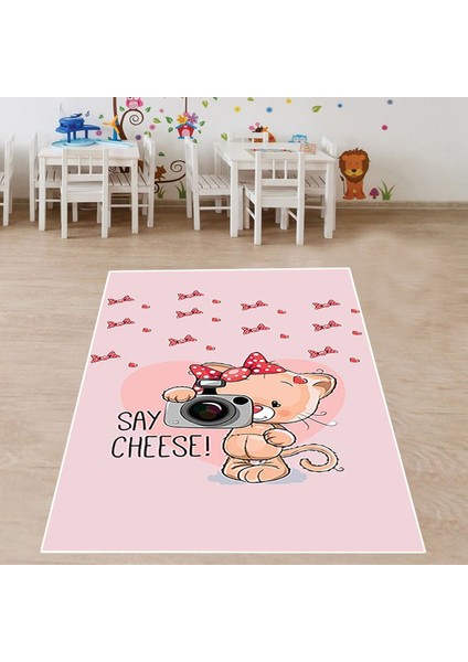 Sevimli Ayıcık Desen Dijital Baskı Yıkanabilir Kaymaz Taban Leke Tutmaz Çocuk ve Bebek Odası Halısı