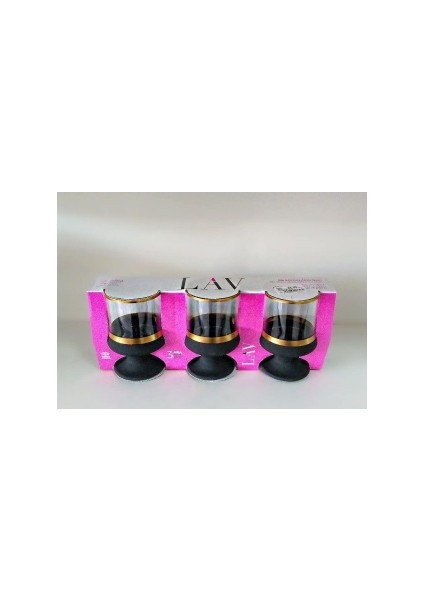 El Dekorlu 3'lü Cam Magnolia Bardak Cup, 3'lü Tatlı Bardağı