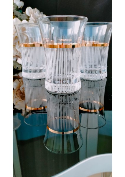 El Dekorlu Altın Gold Yaldız Işlemeli 12 Kişilik Su Meşrubat Bardağı modelleri