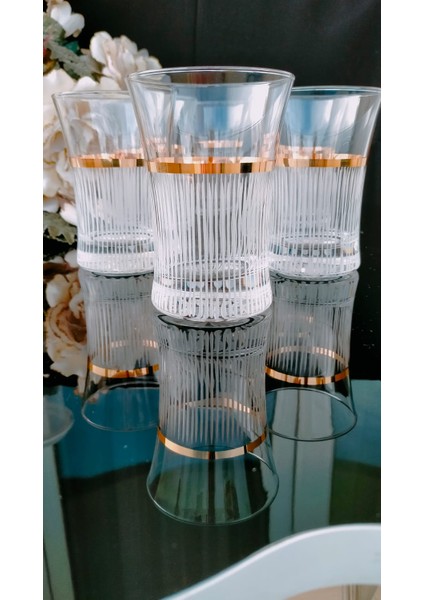 El Dekorlu Altın Gold Yaldız Işlemeli 6 Kişilik Su Meşrubat Bardağı fiyatları