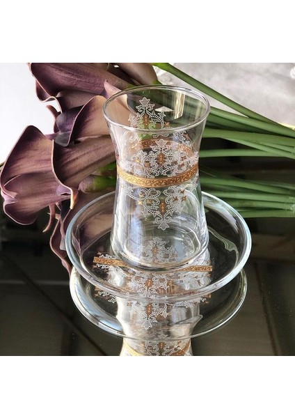 Heybeli El Yapım 6 Kişilik 12 Parça Çay Cam Bardağı Seti, Çeyizlik Set, Hediyelik Set modelleri