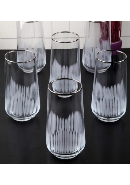 %100 Yerli Malı 6 Kişilik 6'lı Gümüş Yaldız Kesme El Dekoru Işlemeli Meşrubat Bardağı Seti, Çeyizlik