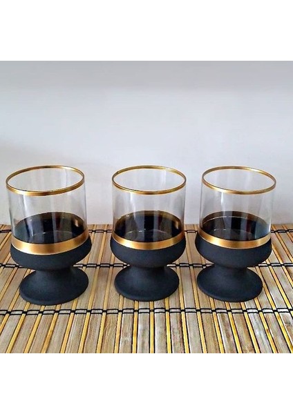 El Dekorlu 3'lü Cam Magnolia Bardak Cup, 3'lü Tatlı Bardağı