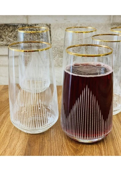 El Dekorlu Altın Gold Yaldız Işlemeli 6 Kişilik Su Meşrubat Bardağı fiyatları