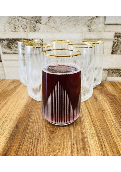 El Dekorlu Altın Gold Yaldız Işlemeli 6 Kişilik Su Meşrubat Bardağı modelleri