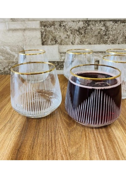 El Dekorlu Altın Gold Yaldız Işlemeli 6 Kişilik Su Meşrubat Bardağı fiyatları