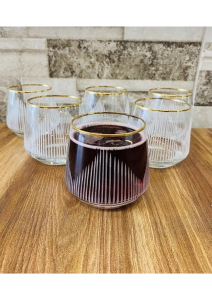 El Dekorlu Altın Gold Yaldız Işlemeli 6 Kişilik Su Meşrubat Bardağı modelleri