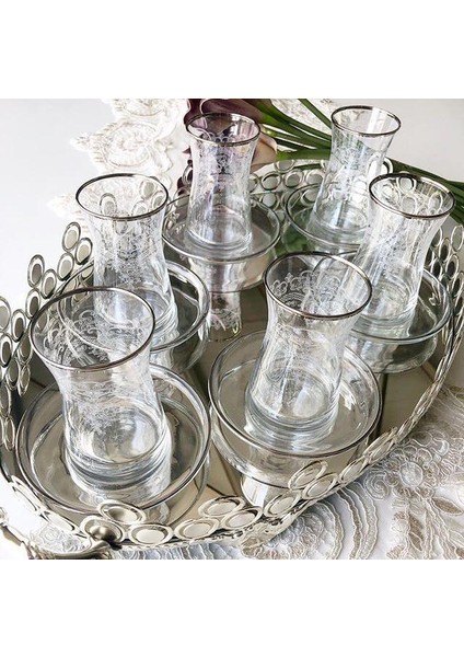 El Dekorlu Çiçek Desenli 6 Kişilik 12 Parça Çay Cam Bardağı Seti fiyatları