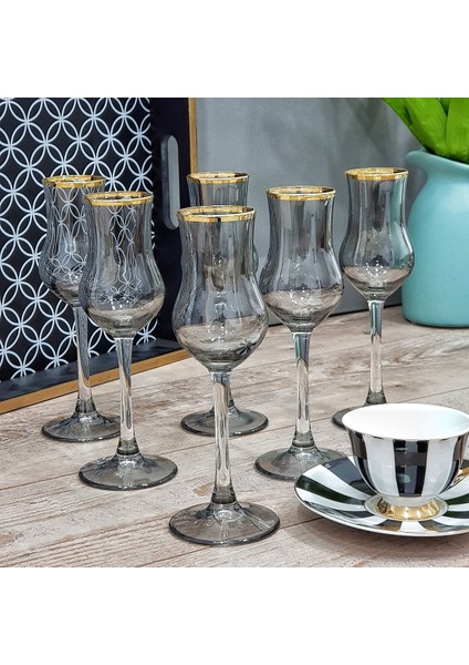 El Dekorlu 6 Kişilik Kahve Yanı Cam Su Bardağı Seti, Çeyizlik Set, Hediyelik Set