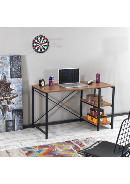 Ipek Mobilya Ida Çalışma Masası 2 Raflı Çalışma Bilgisayar Ofis Ders Yemek Masası 60X120 cm