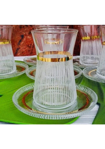Heybeli El Yapım 6 Kişilik 12 Parça Çay Cam Bardağı Seti, Çeyizlik Set, Hediyelik Set fiyatları