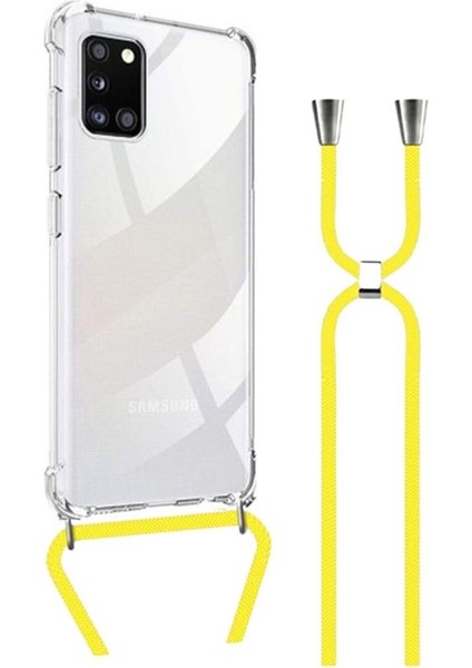 Samsung Galaxy A31 Boyundan Askılı Ipli Şeffaf Darbe Emici Silikon Telefon Kılıfı