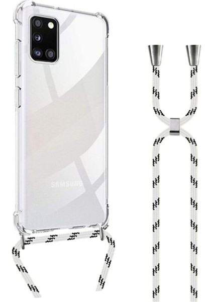 Samsung Galaxy A31 Boyundan Askılı Ipli Şeffaf Darbe Emici Silikon Telefon Kılıfı