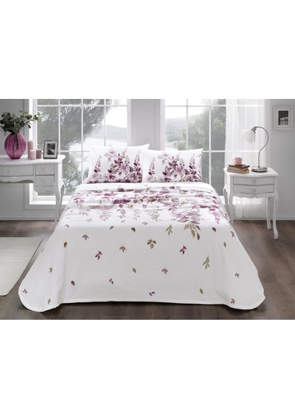 Galinda Pembe Çift Kişilik Pike Takımı Fitted Çarşaf