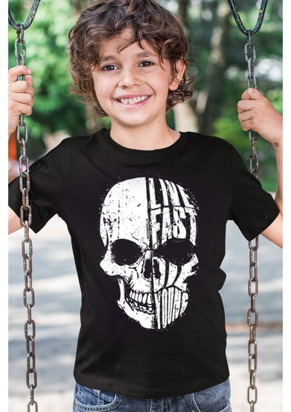 Hızlı Yaşa Siyah Kısa Kollu Erkek Çocuk T-Shirt