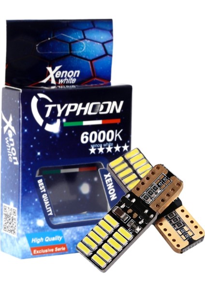 24 LED 12 - 24 Volt T10 Beyaz Xenon Efekt Canbus'lı Park Plaka