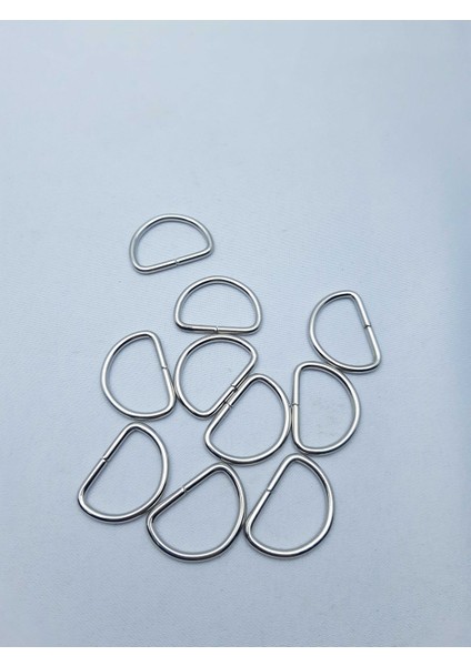 Gümüş Renginde D Şeklinde Metal Çanta Zincir Halkası (1 Pakette 10 Adet)
