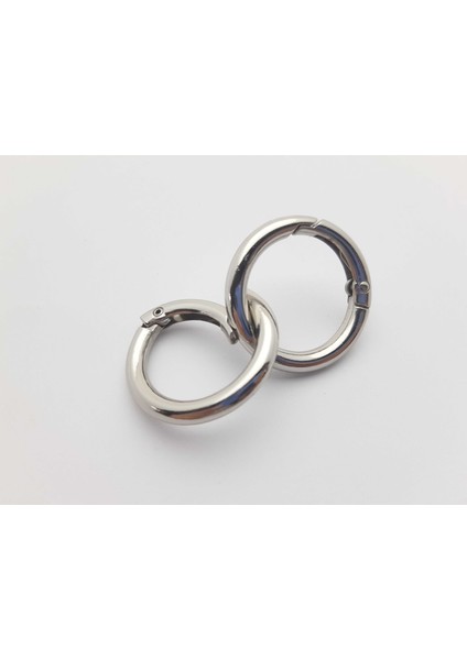 Gümüş Renginde Açılır Yaylı Metal Çanta Zincir Halkası (Çap 3,3 Cm) (1 Pakette 2 Adet) fiyatları