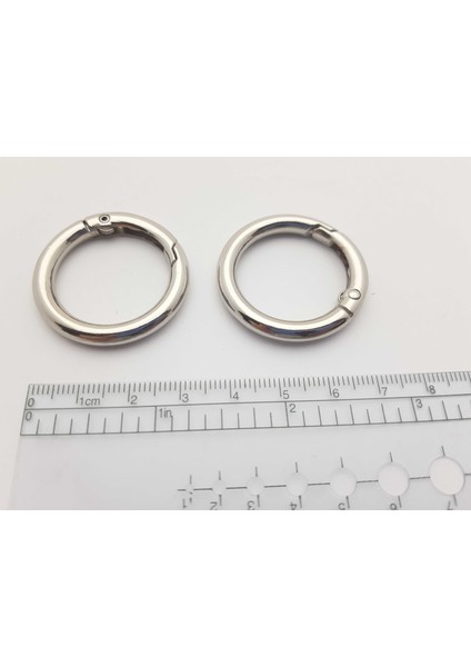Gümüş Renginde Açılır Yaylı Metal Çanta Zincir Halkası (Çap 3,3 Cm) (1 Pakette 2 Adet) modelleri