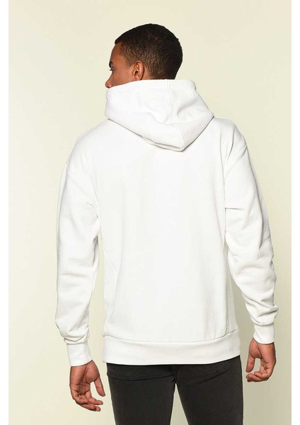 Benny Erkek Beyaz Hoodie