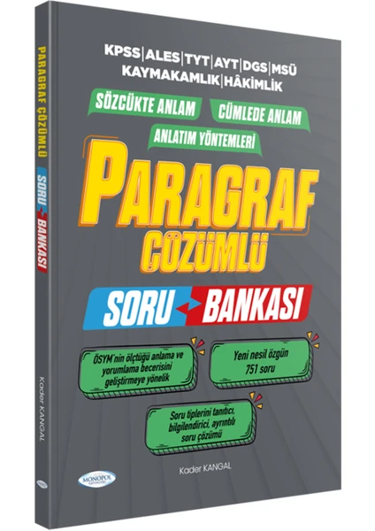 Monopol Yayınları Paragraf Çözümlü Soru Bankası