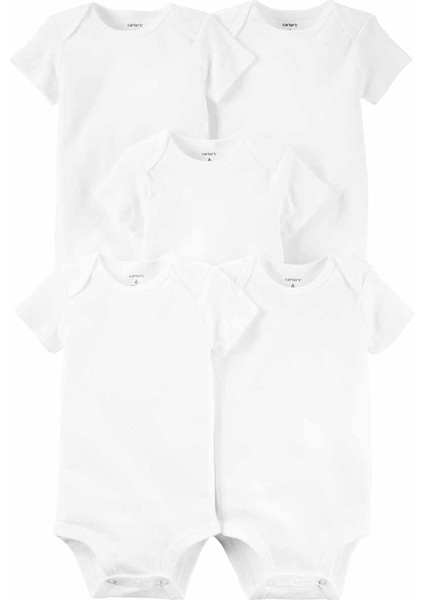 Bebek Kısa Kollu Body Set Kısa Kollu 5'li Paket Beyaz