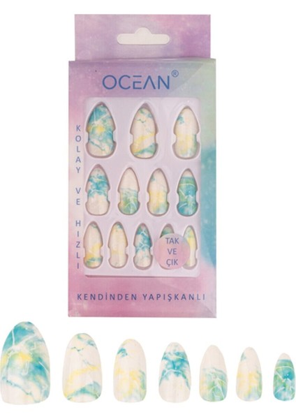 Takma Tırnak Kendinden Yapışkanlı, Tak ve Çık Badem Tırnak