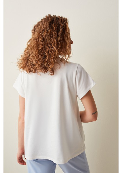 Hamile Awesome Slogan Baskılı Tişört Pijama Üstü
