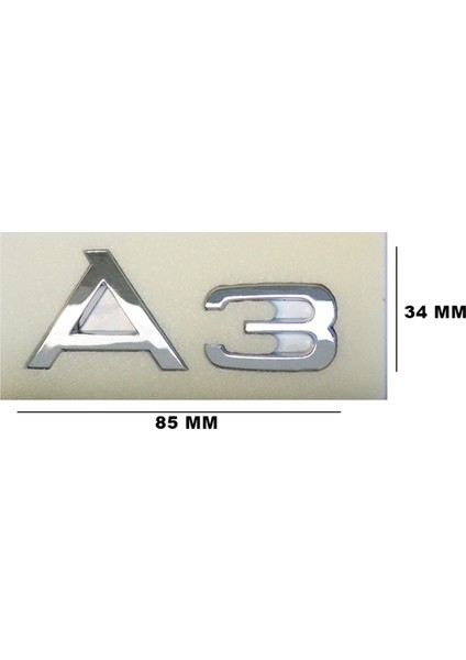 AUDI UYUMLU A3 Bagaj Yazısı 85mm-34mm